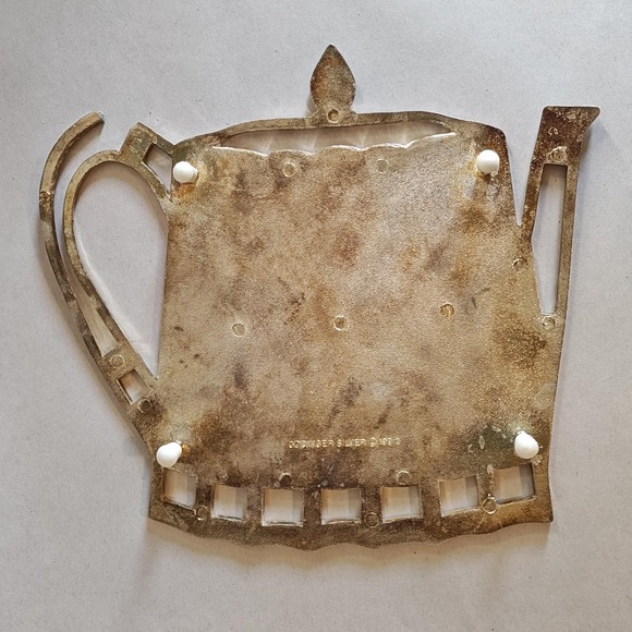 Vintage Godinger Silver 1992 Teapot Trivet Book Motif Silverplate Kitchen Decor - Picture 4 of 8